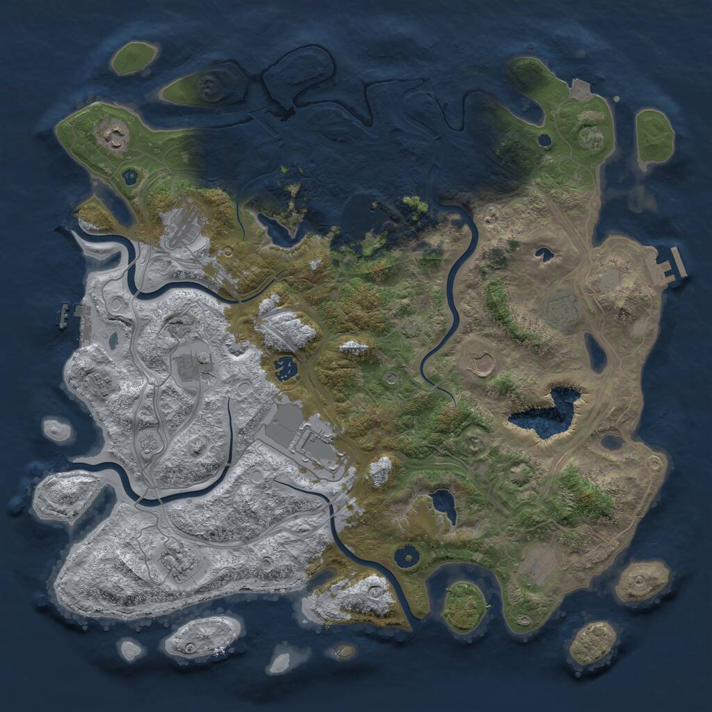 Rust Map: Procedural Map, Size: 4500, Seed: 981351553, 17 Monuments