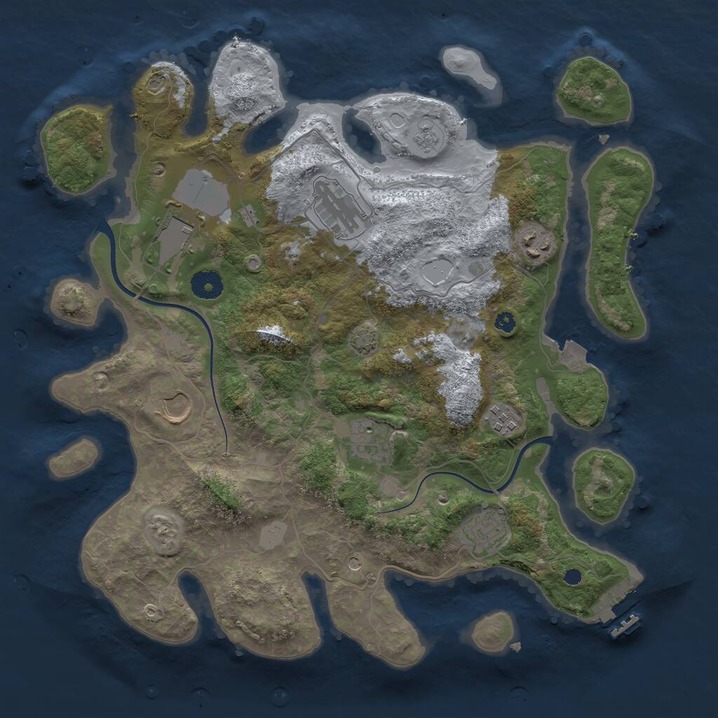 Rust Map: Procedural Map, Size: 3500, Seed: 1161184827, 12 Monuments