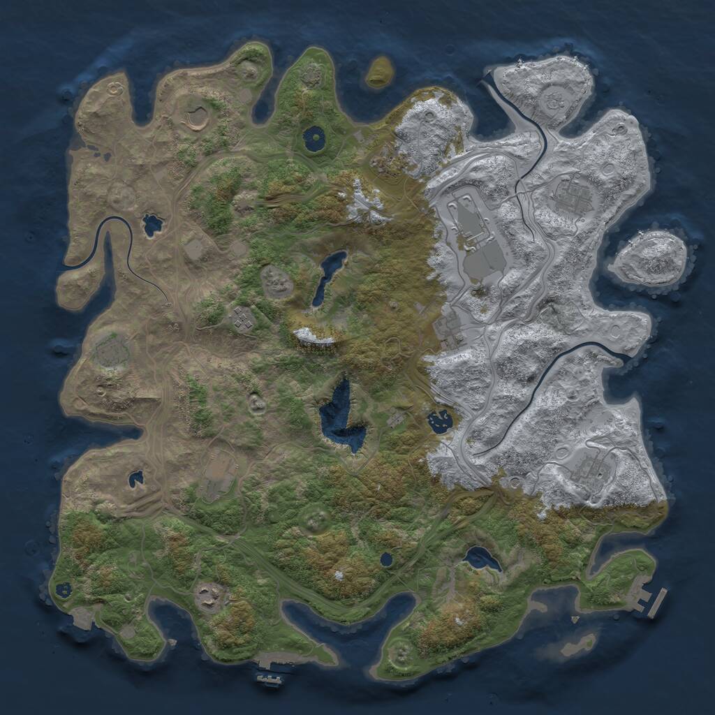 Rust Map: Procedural Map, Size: 4500, Seed: 1628420916, 17 Monuments