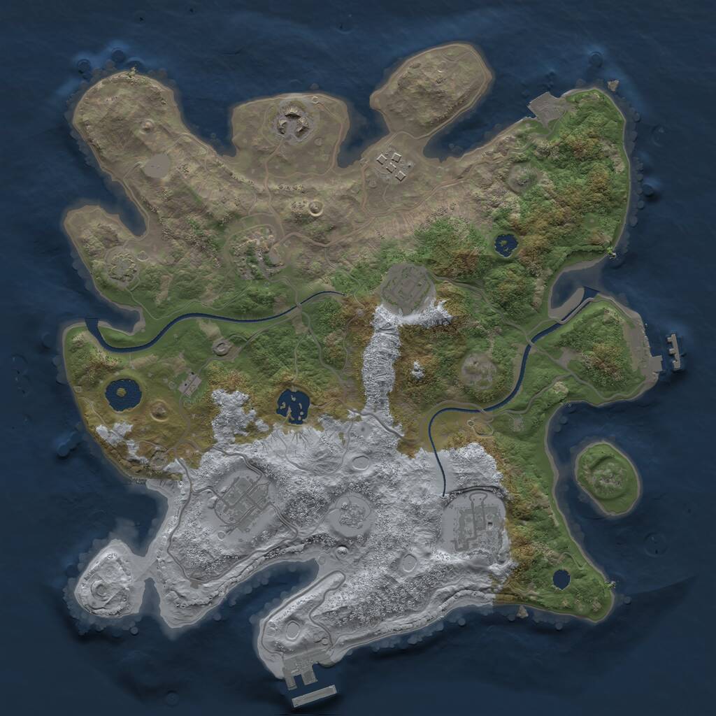 Rust Map: Procedural Map, Size: 3200, Seed: 1646440509, 12 Monuments