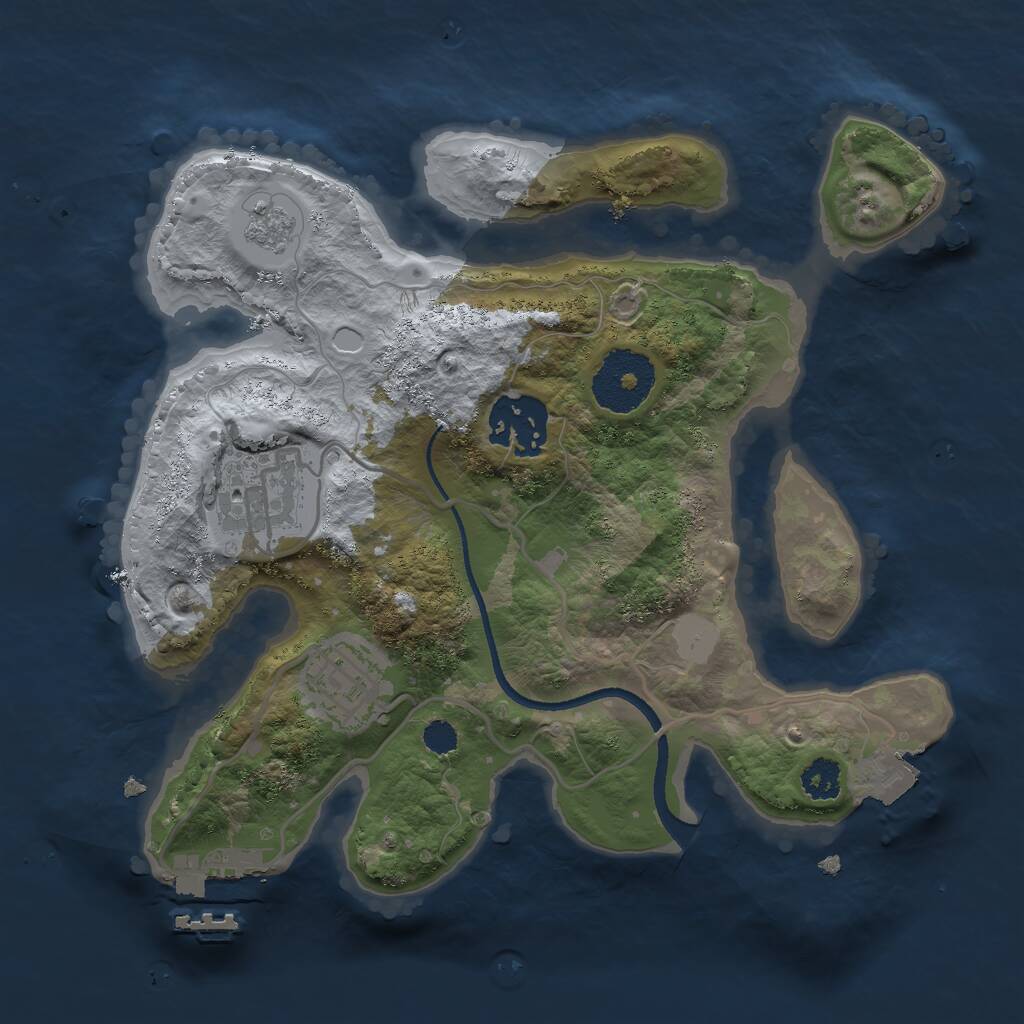 Rust Map: Procedural Map, Size: 2500, Seed: 945490832, 6 Monuments