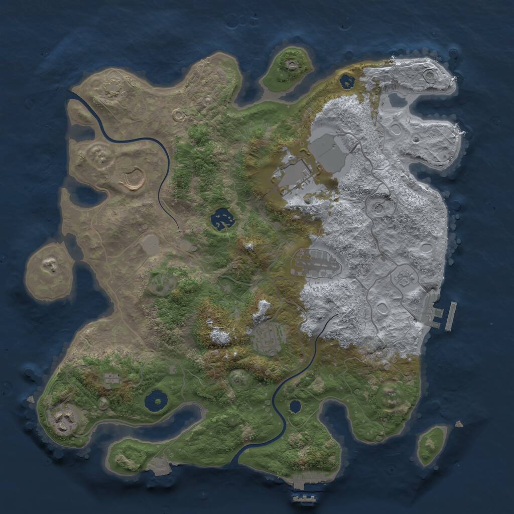 Rust Map: Procedural Map, Size: 3500, Seed: 553425, 12 Monuments