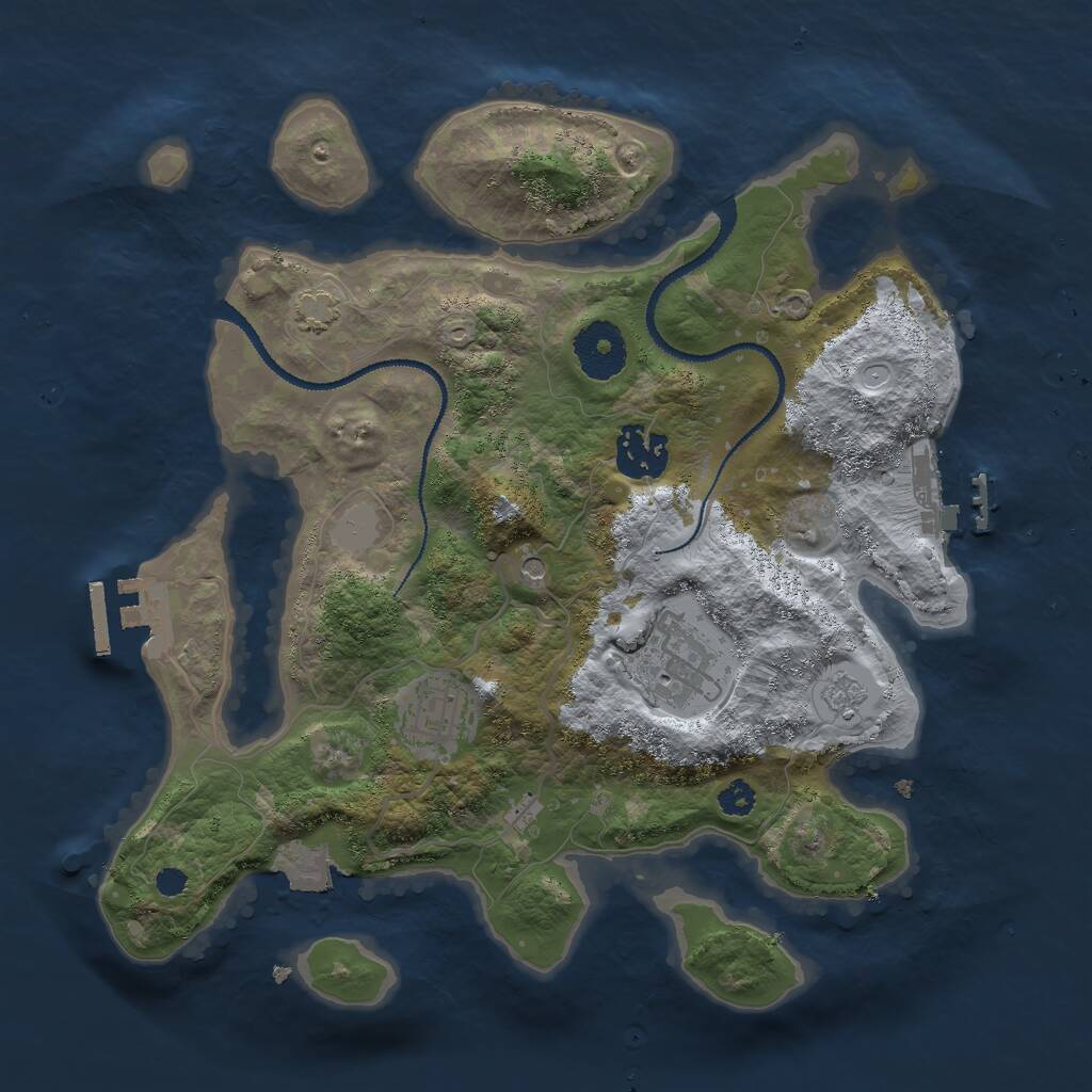 Rust Map: Procedural Map, Size: 3000, Seed: 338754082, 9 Monuments