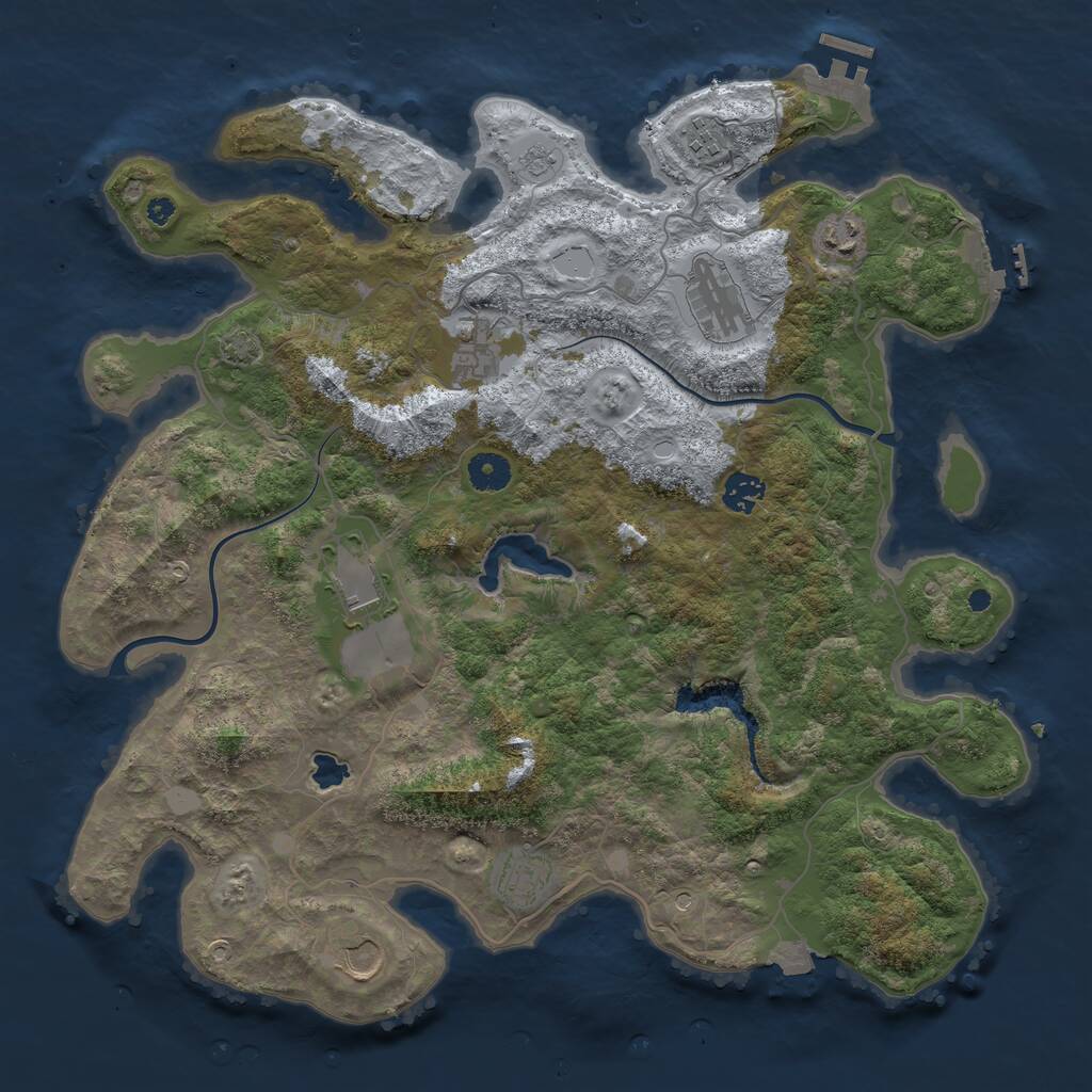 Rust Map: Procedural Map, Size: 4000, Seed: 53432, 14 Monuments