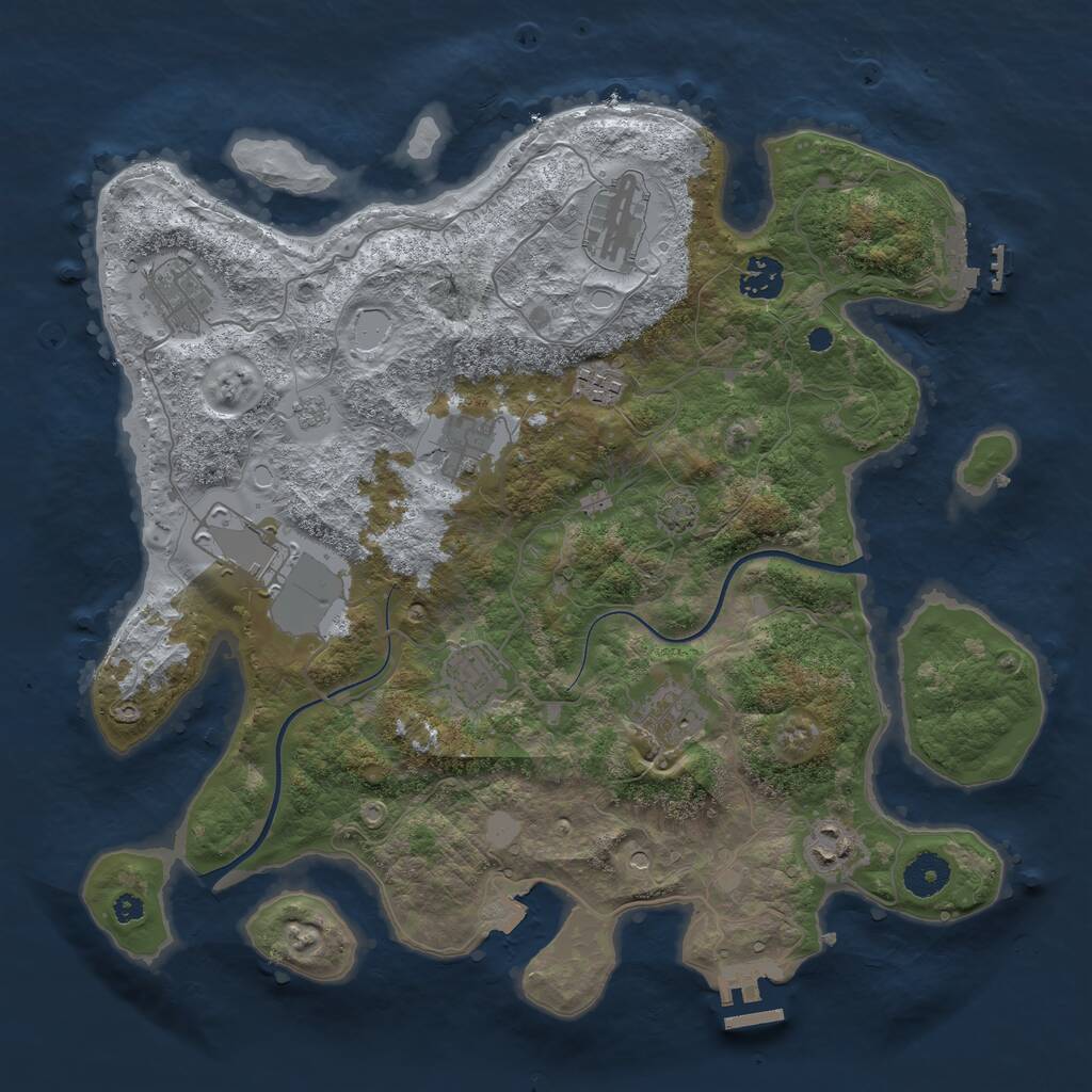Rust Map: Procedural Map, Size: 3700, Seed: 336506623, 15 Monuments