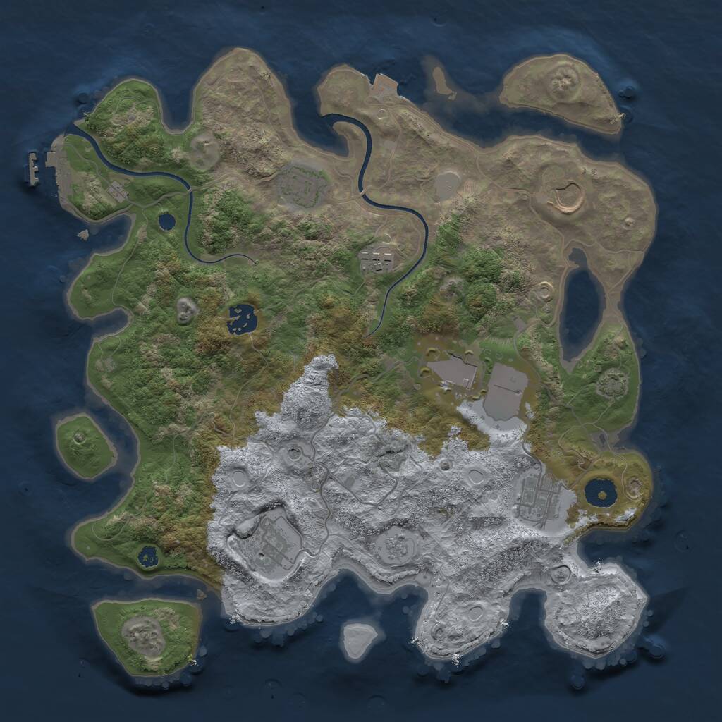 Rust Map: Procedural Map, Size: 3500, Seed: 308655024, 12 Monuments