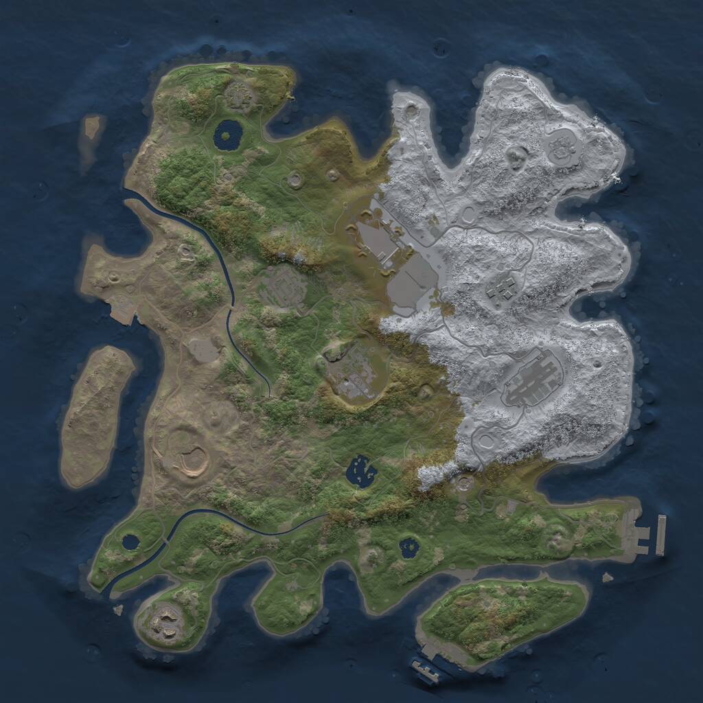 Rust Map: Procedural Map, Size: 3500, Seed: 1555233579, 14 Monuments