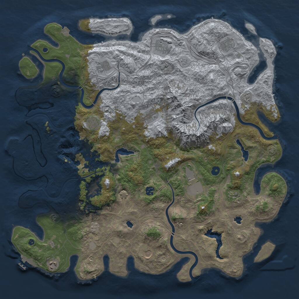 Rust Map: Procedural Map, Size: 5000, Seed: 5325325, 17 Monuments