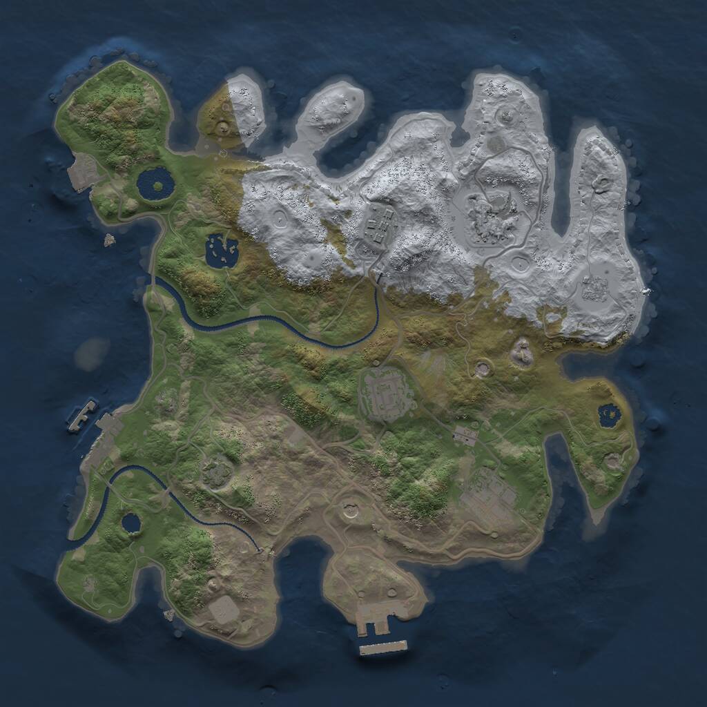 Rust Map: Procedural Map, Size: 3000, Seed: 58264, 11 Monuments