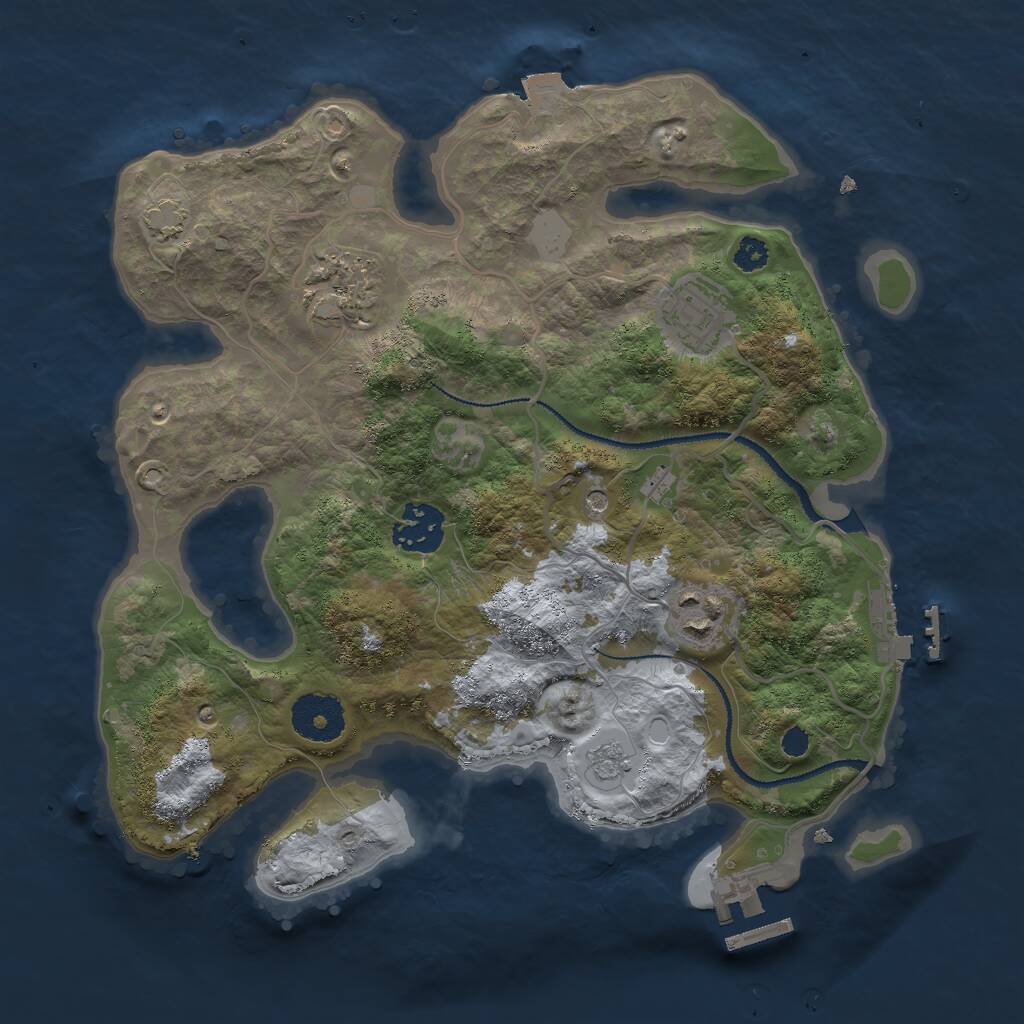 Rust Map: Procedural Map, Size: 3000, Seed: 25091, 10 Monuments