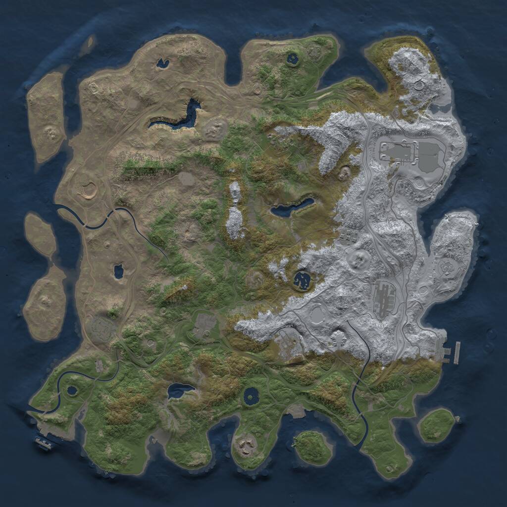 Rust Map: Procedural Map, Size: 4500, Seed: 950654690, 16 Monuments