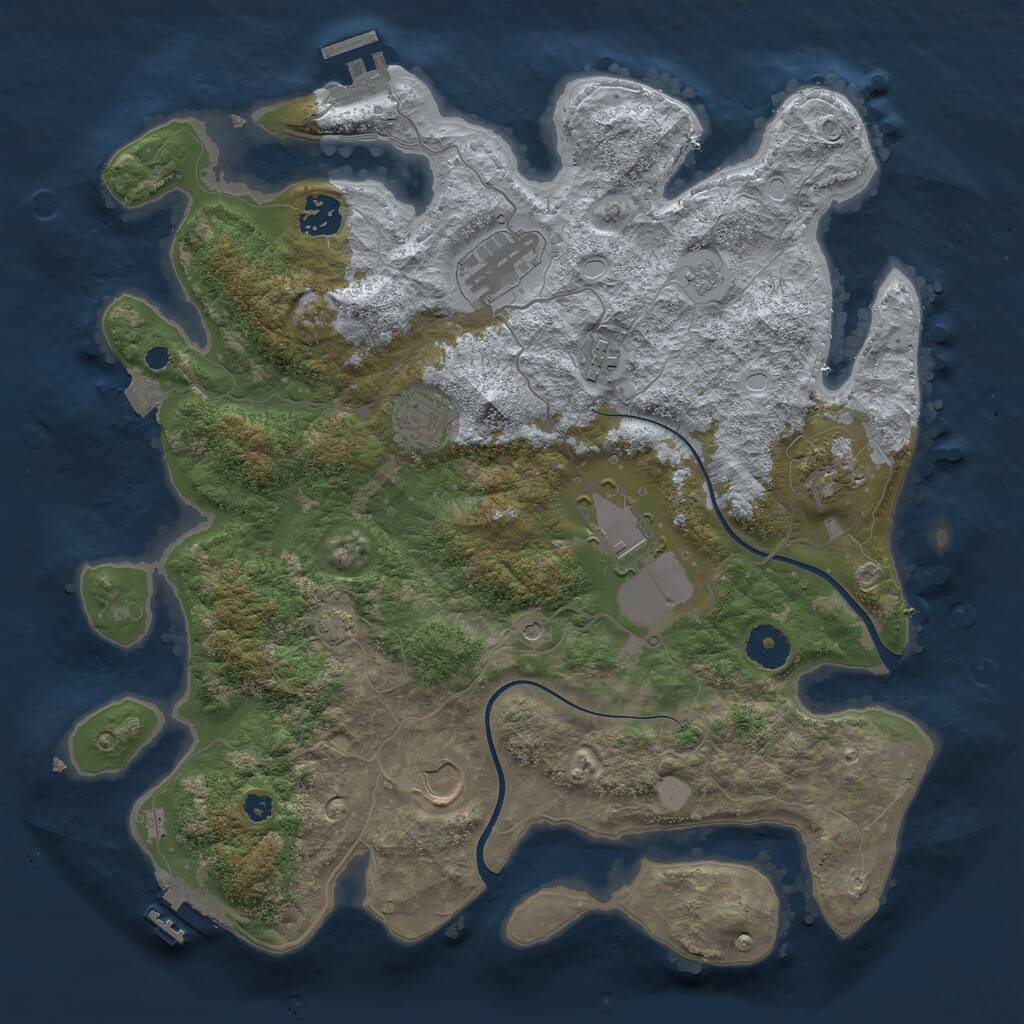 Rust Map: Procedural Map, Size: 3600, Seed: 12801, 13 Monuments