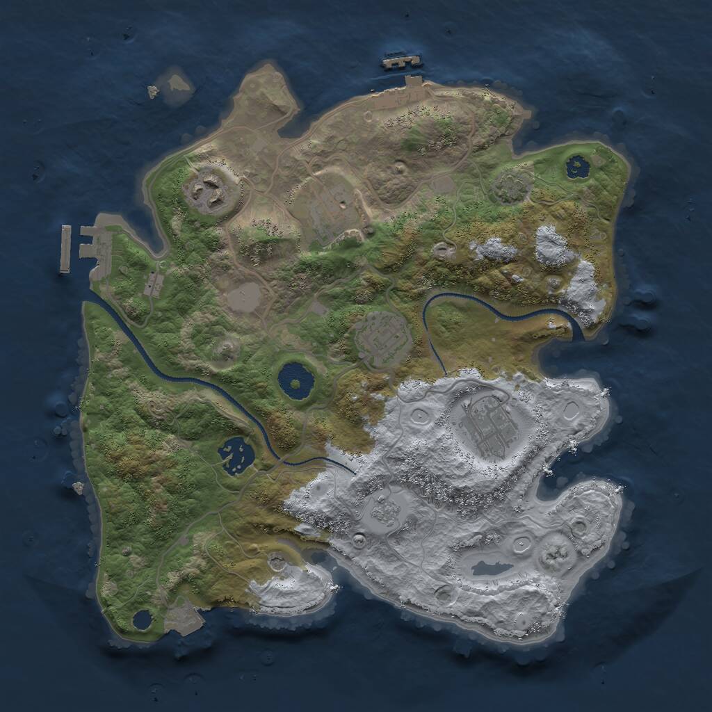 Rust Map: Procedural Map, Size: 3000, Seed: 747035999, 11 Monuments