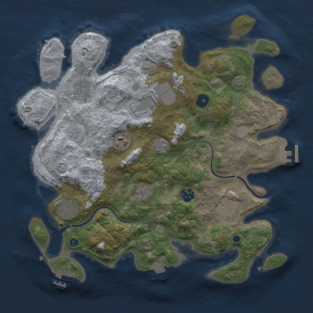 Rust Map: Procedural Map, Size: 3600, Seed: 22801, 14 Monuments