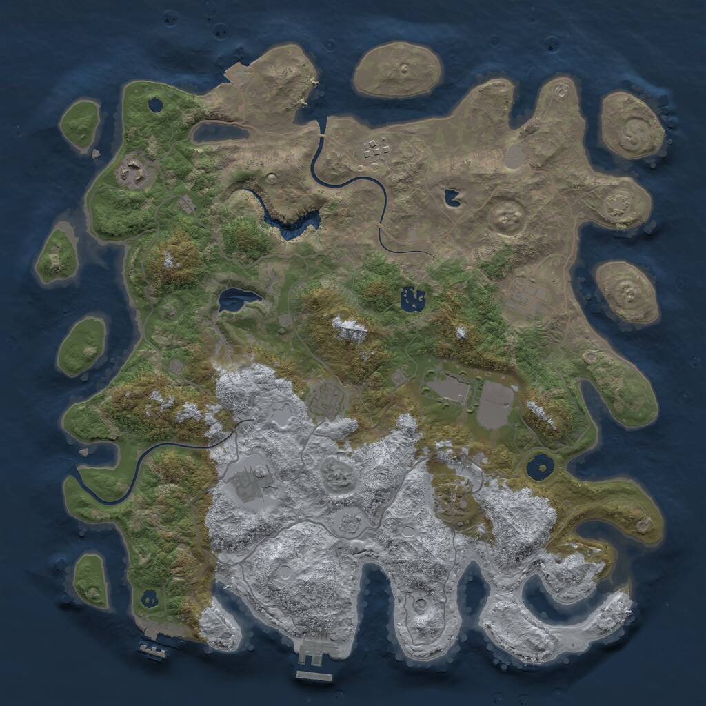 Rust Map: Procedural Map, Size: 4000, Seed: 9576887, 14 Monuments