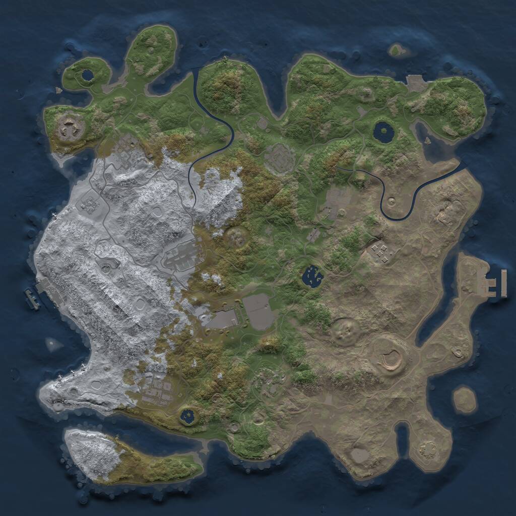 Rust Map: Procedural Map, Size: 3750, Seed: 31494, 17 Monuments