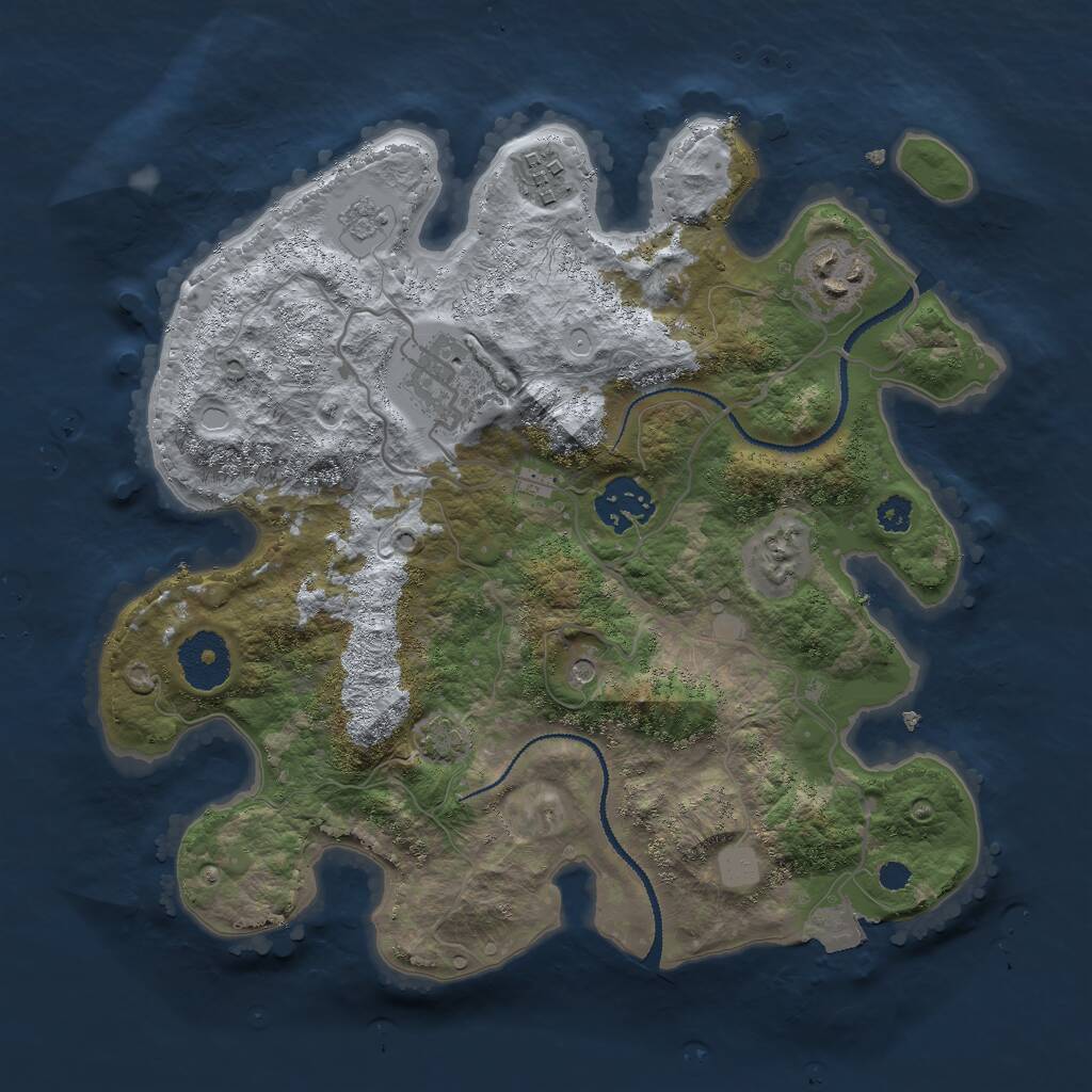 Rust Map: Procedural Map, Size: 3000, Seed: 49724, 8 Monuments