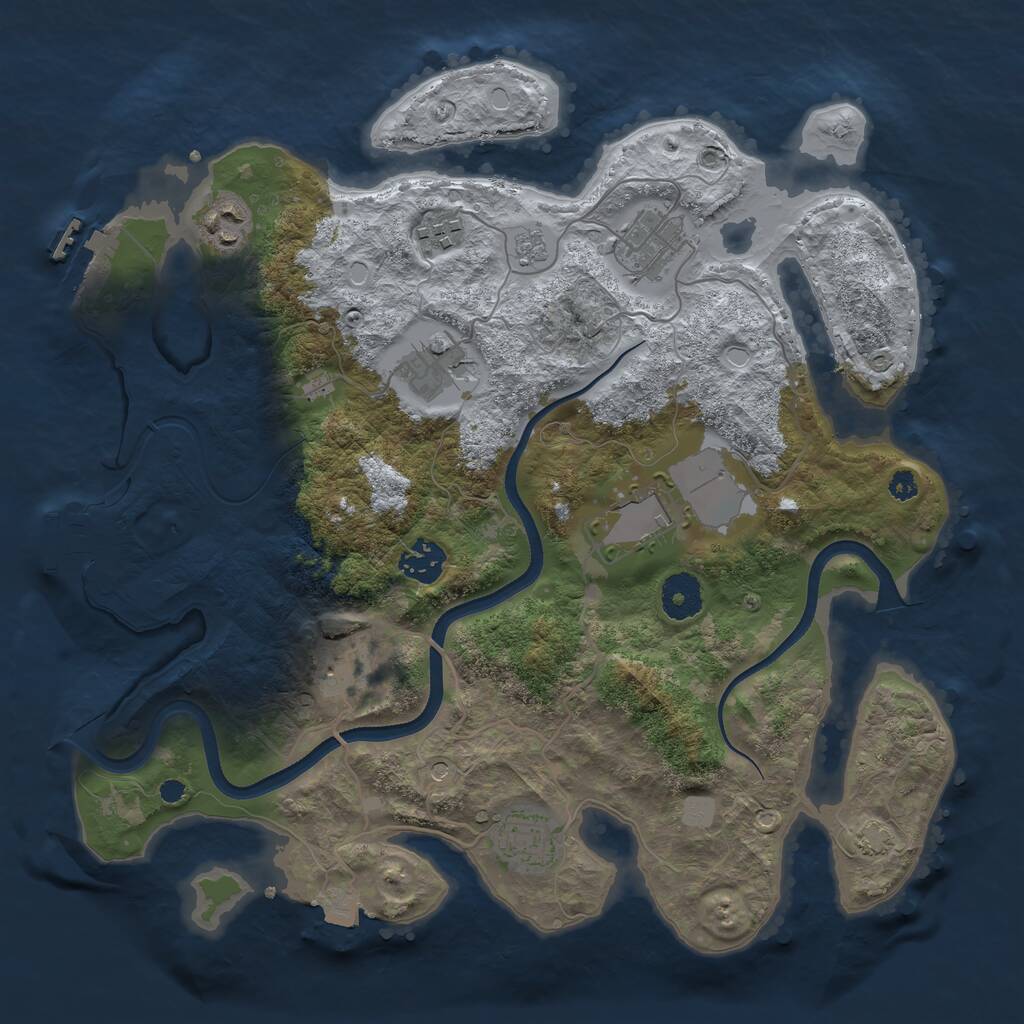 Rust Map: Procedural Map, Size: 3500, Seed: 117216760, 14 Monuments