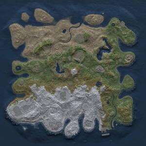 Thumbnail Rust Map: Procedural Map, Size: 4000, Seed: 6789657, 13 Monuments