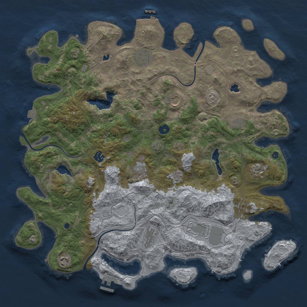 Rust Map: Procedural Map, Size: 4500, Seed: 616312700, 16 Monuments