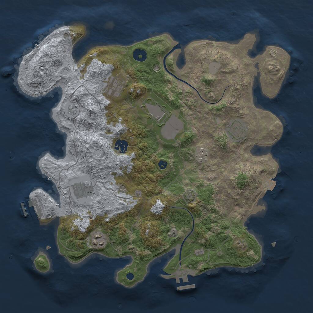 Rust Map: Procedural Map, Size: 3500, Seed: 272744, 13 Monuments