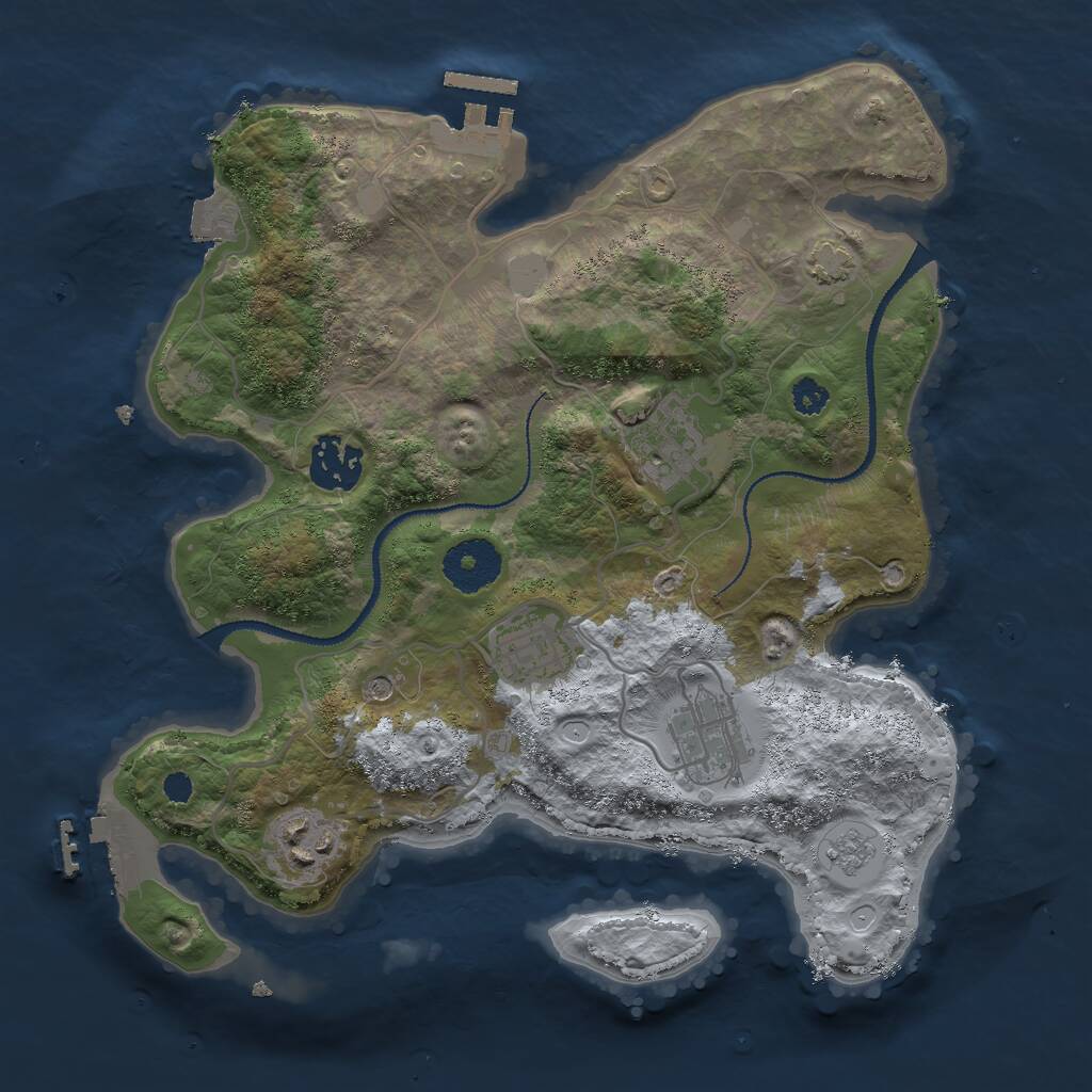 Rust Map: Procedural Map, Size: 3000, Seed: 2065033709, 11 Monuments