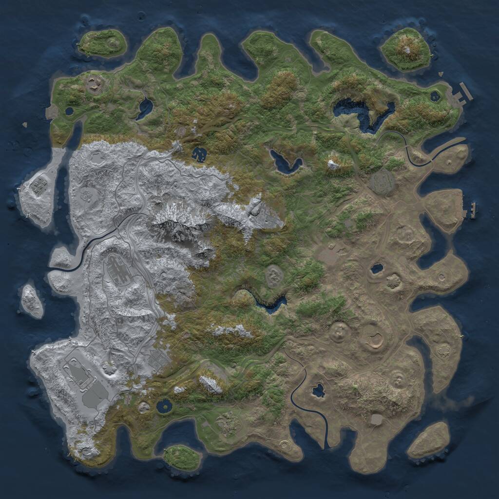 Rust Map: Procedural Map, Size: 5000, Seed: 1008963083, 17 Monuments