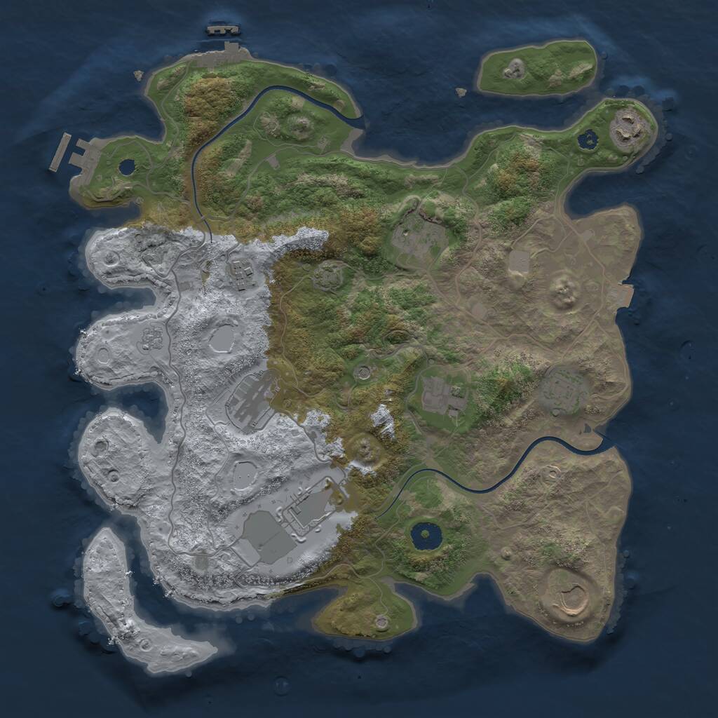 Rust Map: Procedural Map, Size: 3600, Seed: 607, 14 Monuments