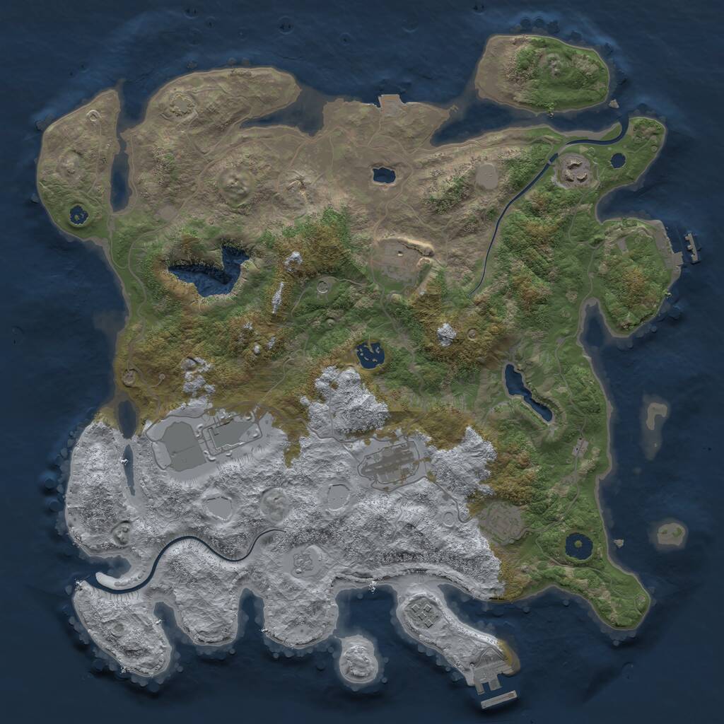 Rust Map: Procedural Map, Size: 4000, Seed: 670291227, 13 Monuments