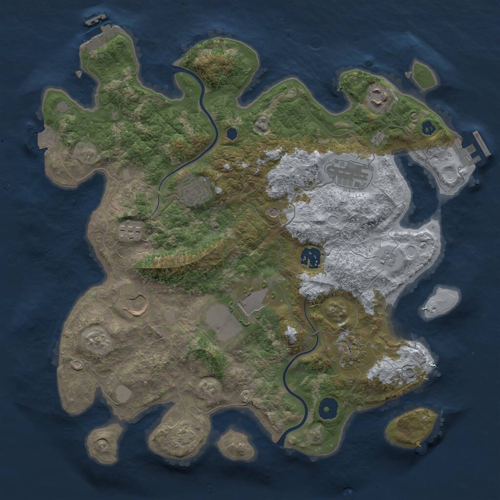 Rust Map: Procedural Map, Size: 3600, Seed: 1753841516, 14 Monuments