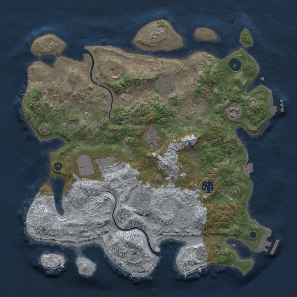 Rust Map: Procedural Map, Size: 3700, Seed: 2006493669, 14 Monuments