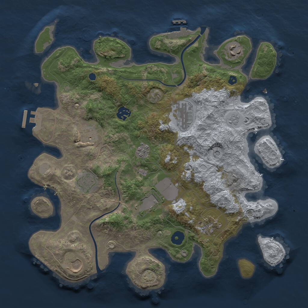 Rust Map: Procedural Map, Size: 3500, Seed: 124341, 15 Monuments