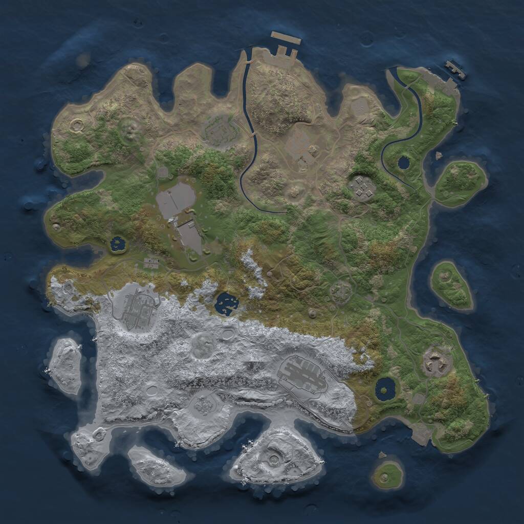 Rust Map: Procedural Map, Size: 3500, Seed: 945612425, 14 Monuments