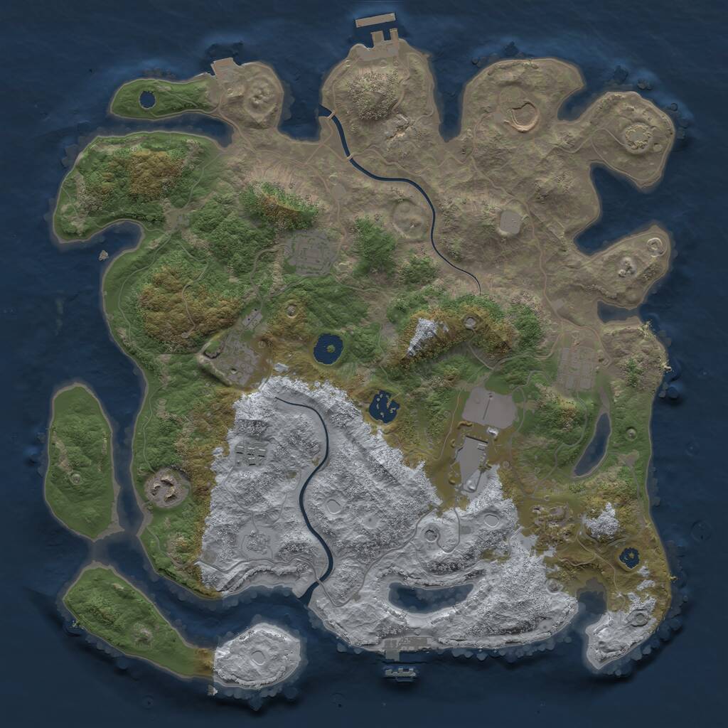Rust Map: Procedural Map, Size: 3700, Seed: 957612272, 15 Monuments