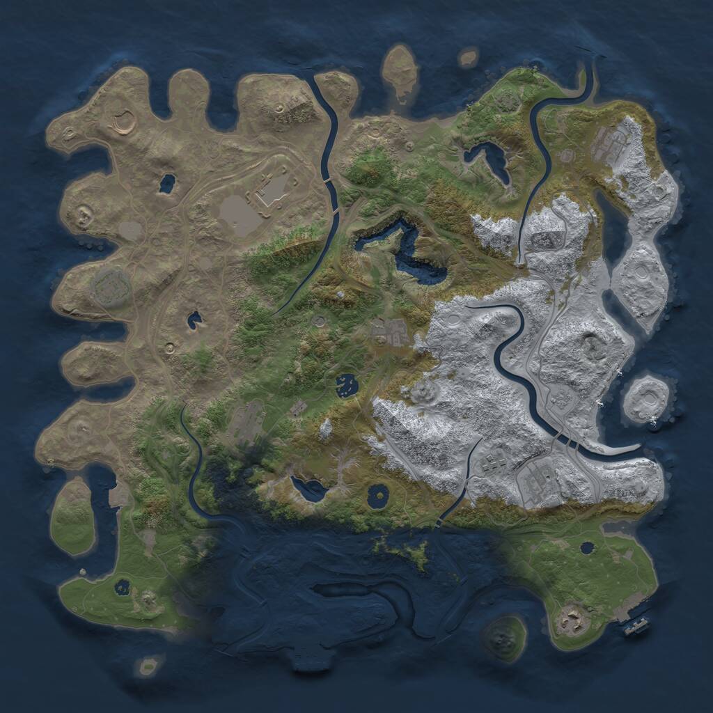 Rust Map: Procedural Map, Size: 4500, Seed: 1730854876, 16 Monuments