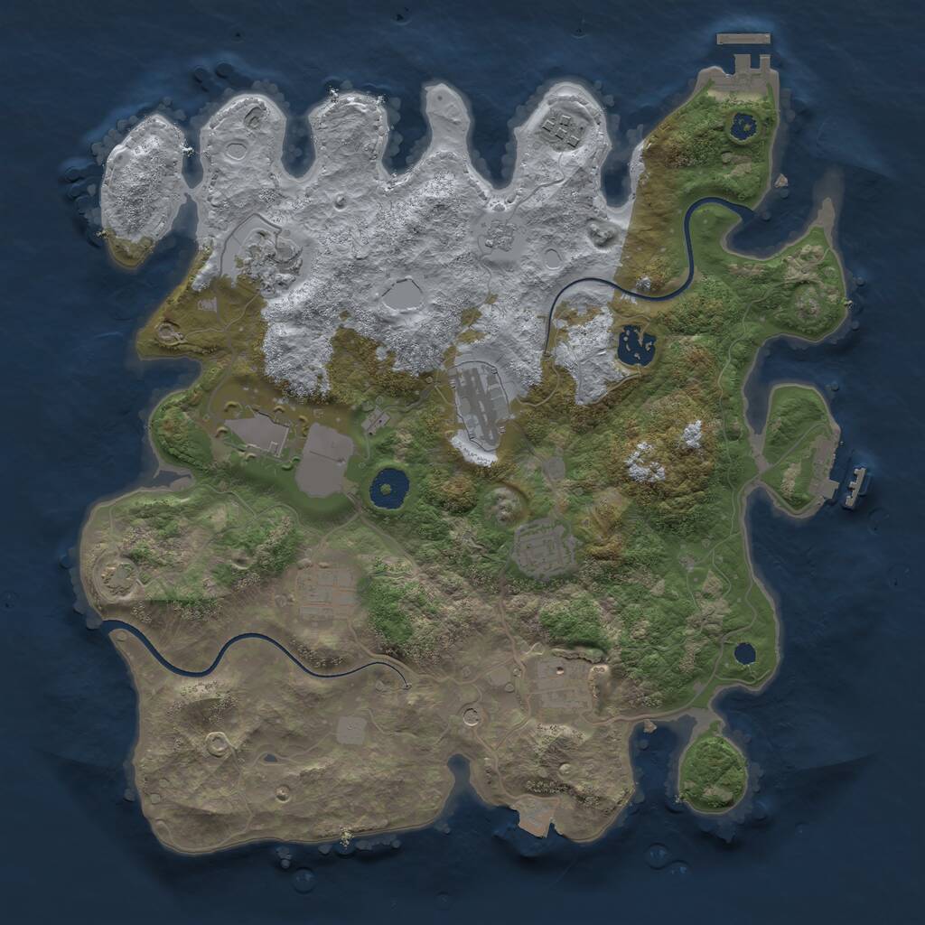 Rust Map: Procedural Map, Size: 3500, Seed: 510512841, 14 Monuments