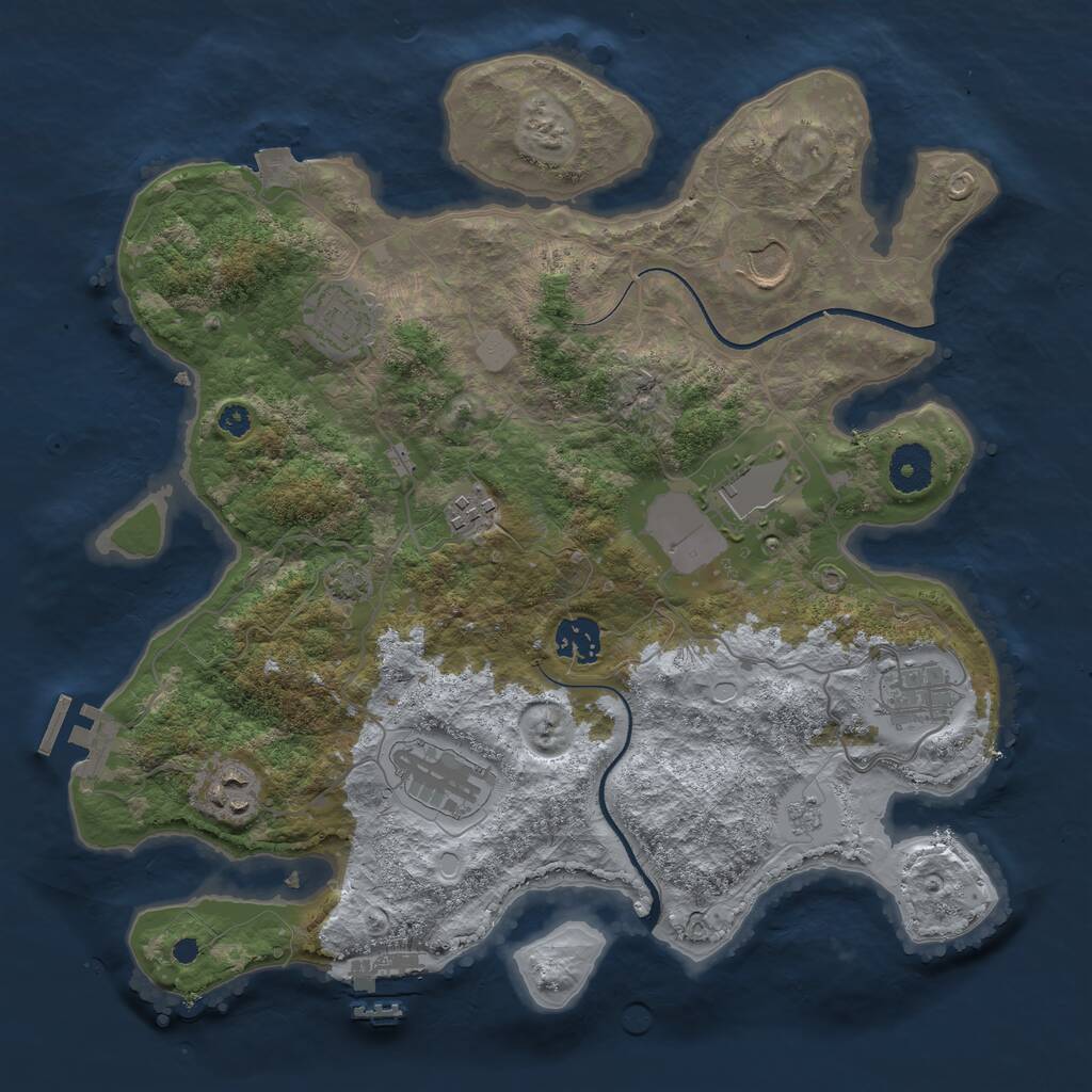 Rust Map: Procedural Map, Size: 3500, Seed: 265916, 13 Monuments