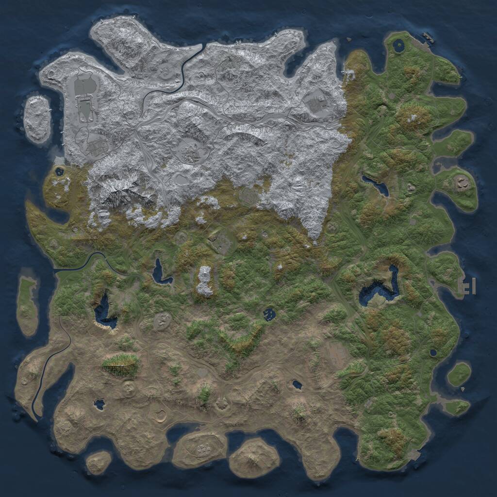 Rust Map: Procedural Map, Size: 6000, Seed: 124549750, 17 Monuments