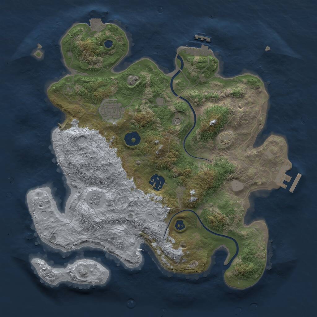 Rust Map: Procedural Map, Size: 3150, Seed: 6969, 8 Monuments