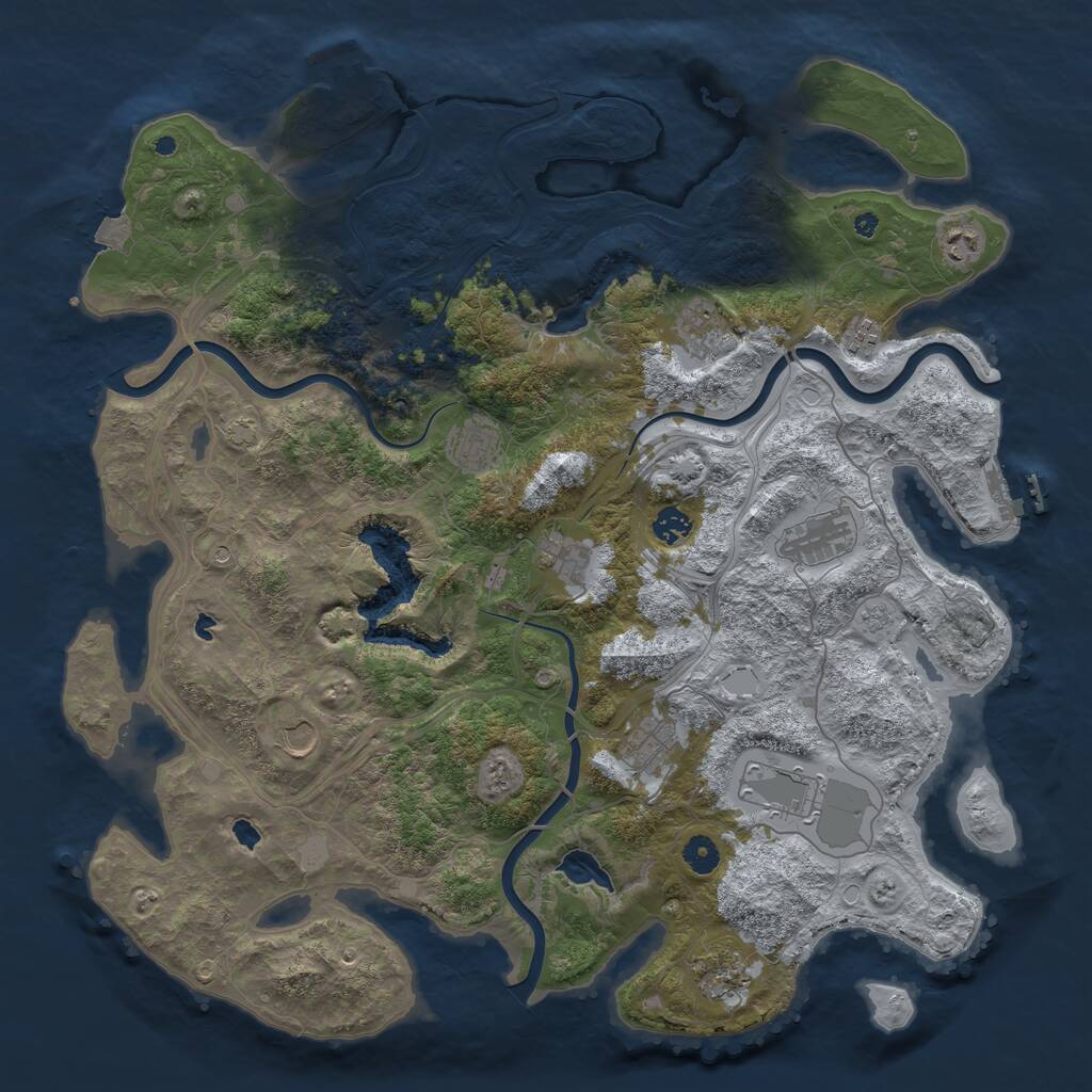 Rust Map: Procedural Map, Size: 4500, Seed: 2105558180, 17 Monuments