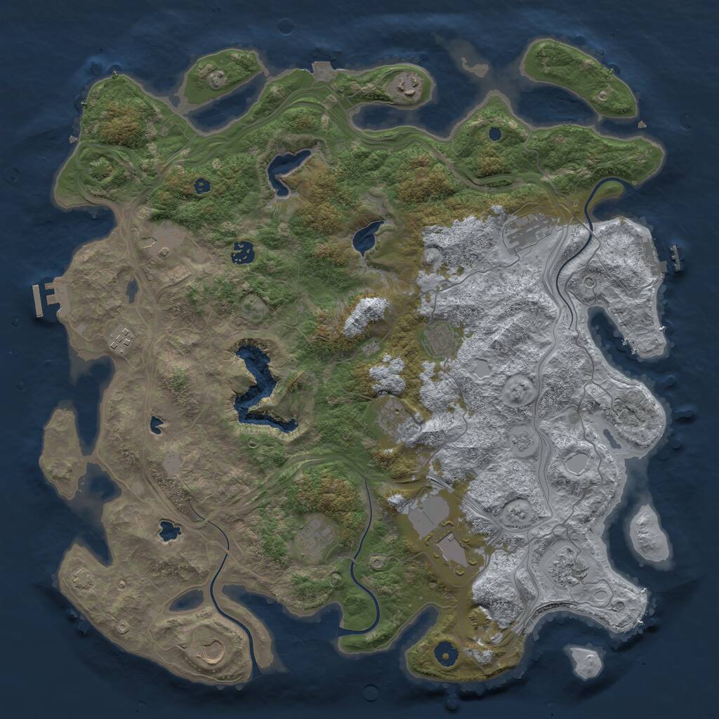Rust Map: Procedural Map, Size: 4500, Seed: 2105558180, 17 Monuments