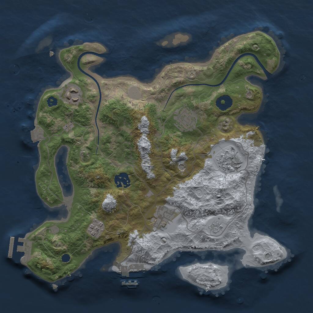 Rust Map: Procedural Map, Size: 3000, Seed: 2472975, 11 Monuments
