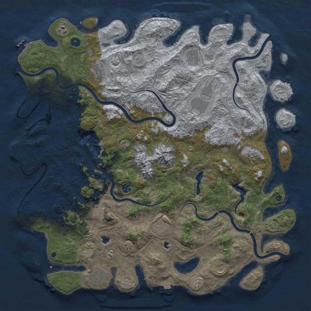 Rust Map: Procedural Map, Size: 5000, Seed: 832865848, 17 Monuments