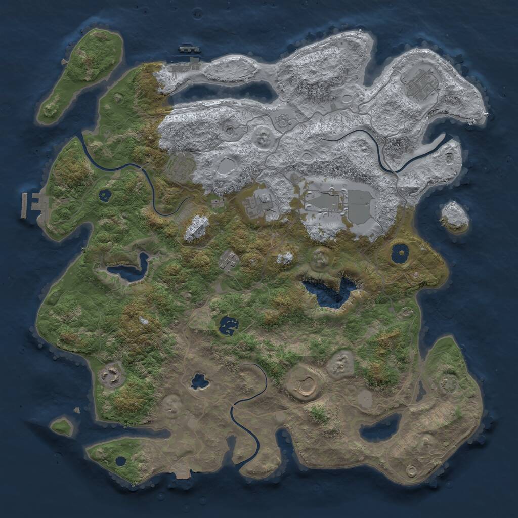 Rust Map: Procedural Map, Size: 4096, Seed: 832865848, 14 Monuments