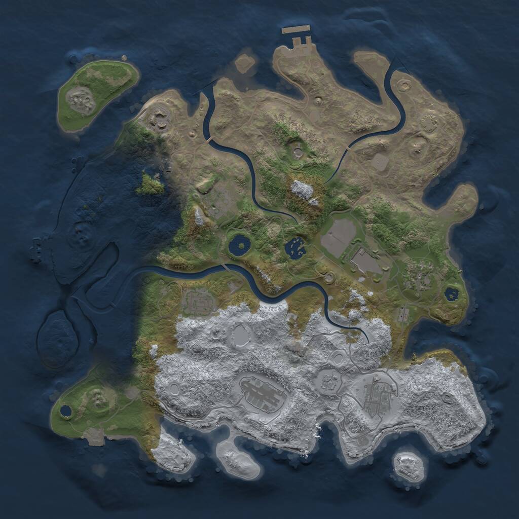 Rust Map: Procedural Map, Size: 3700, Seed: 1223434443, 15 Monuments