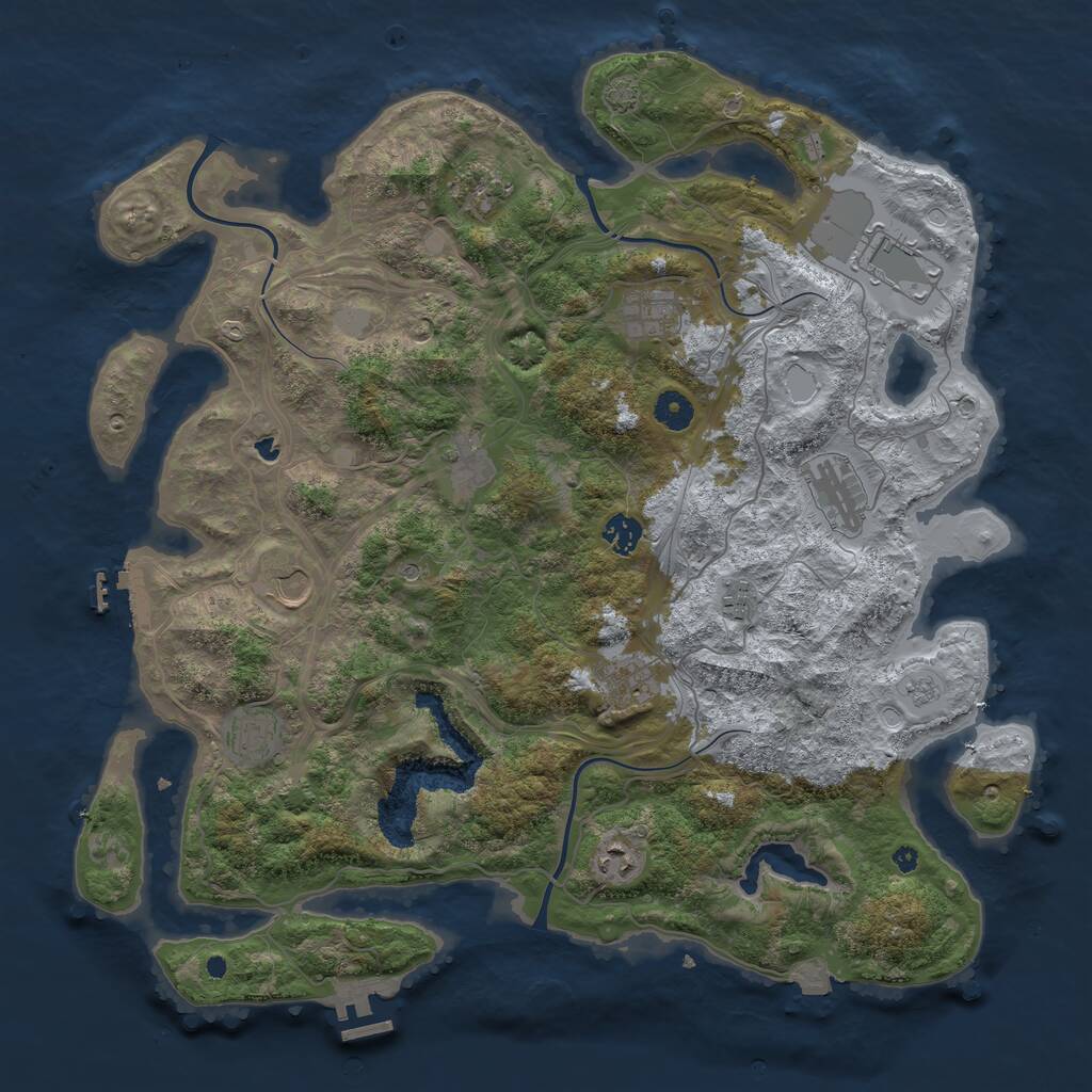 Rust Map: Procedural Map, Size: 4250, Seed: 1245621409, 17 Monuments