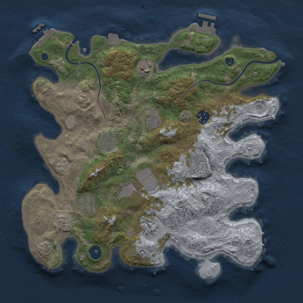 Rust Map: Procedural Map, Size: 3500, Seed: 1282025, 15 Monuments