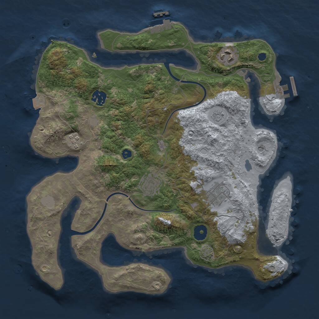 Rust Map: Procedural Map, Size: 3250, Seed: 1403044682, 11 Monuments