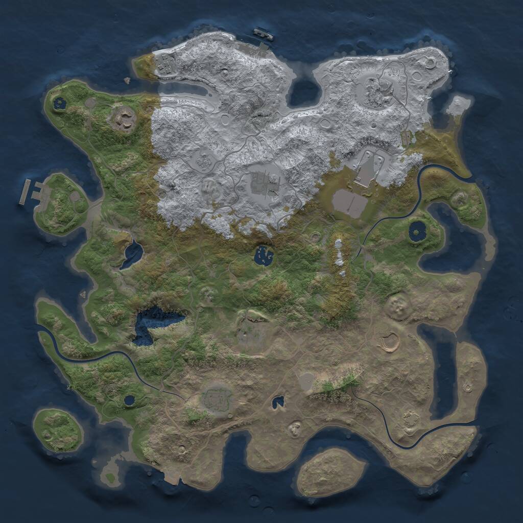 Rust Map: Procedural Map, Size: 4050, Seed: 875913524, 15 Monuments