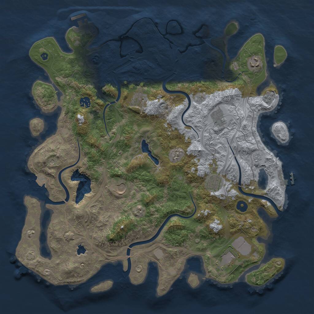 Rust Map: Procedural Map, Size: 4250, Seed: 1001865549, 14 Monuments